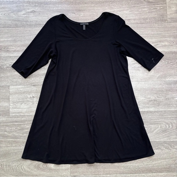 Eileen Fisher Black Viscose Stretch Tunic Dress Medium - Picture 2 of 5